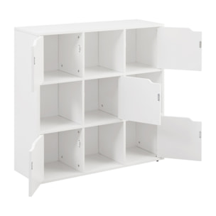 Mobile libreria moderna 9 cubi con 5 ante bianca - Ubli