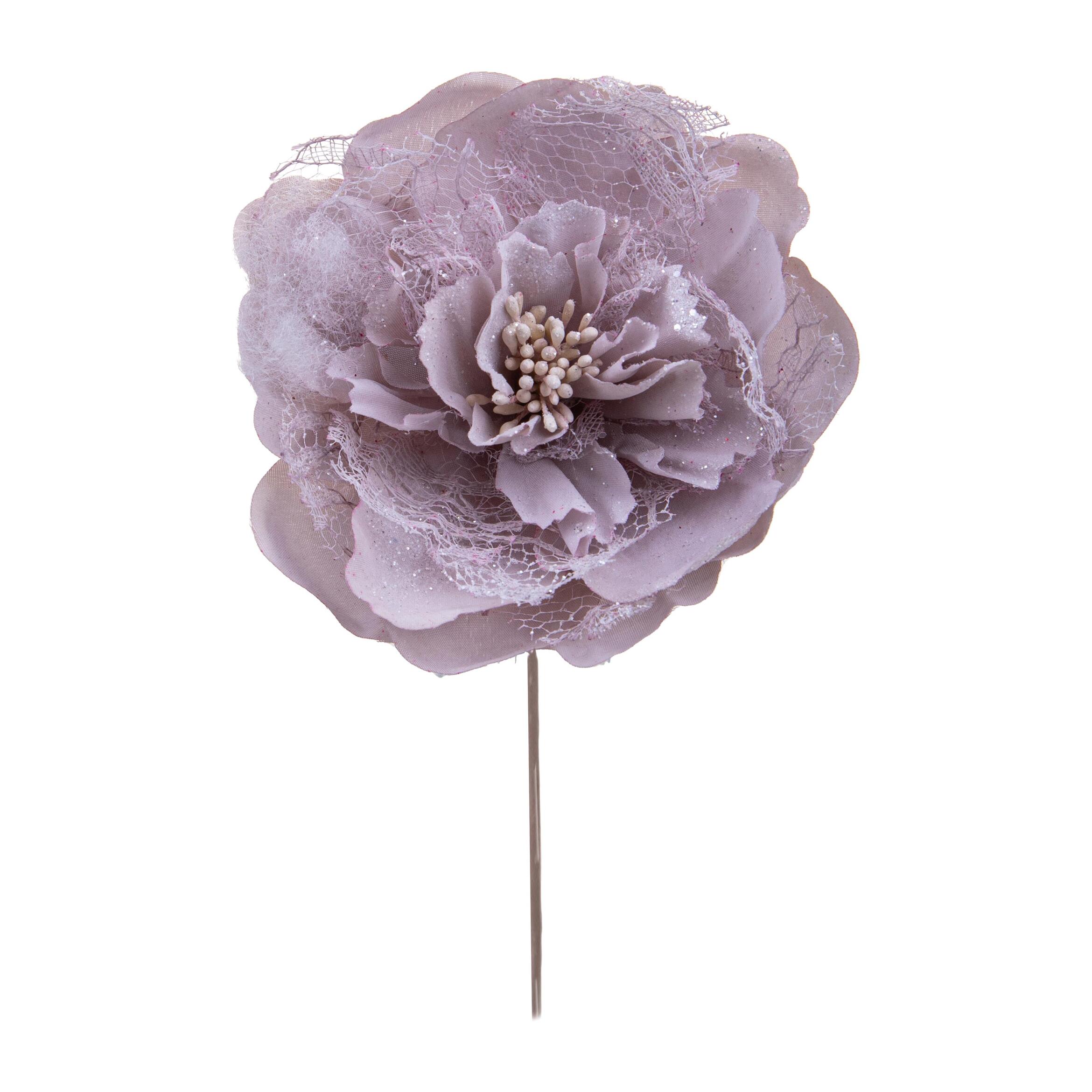 Pick peonia con glitter - Pezzi 24 - GRIGIO - Bianchi Dino SpA
