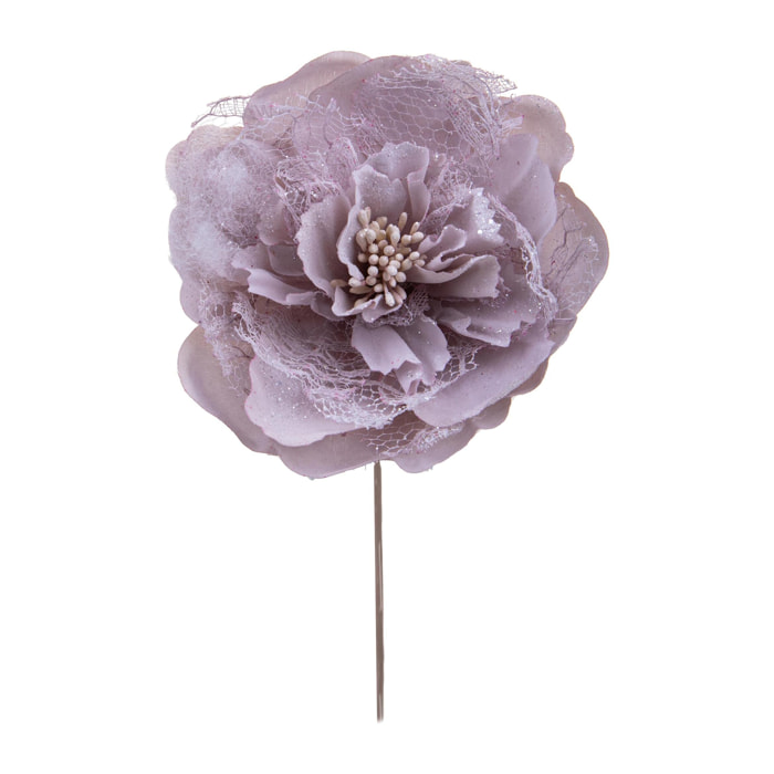 Pick peonia con glitter - Pezzi 24 - GRIGIO - Bianchi Dino SpA