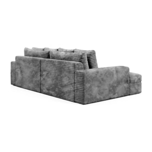 CAMELIA - Canapé 3 places en velours côtelé épais gris foncé