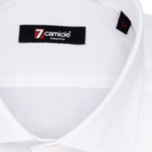 Camicia Uomo 1 Bottone Francese Slim Popeline Stretch Unito Bianco