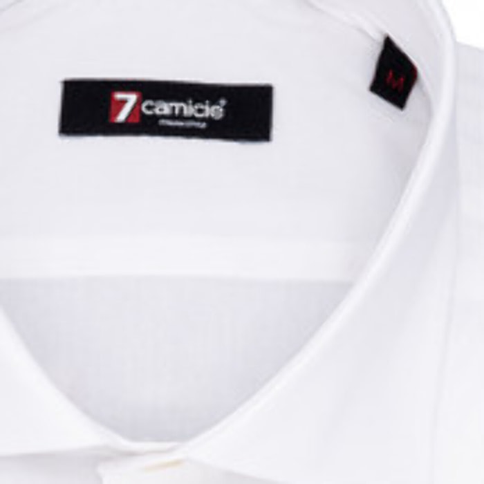 Camicia Uomo 1 Bottone Francese Slim Popeline Stretch Unito Bianco