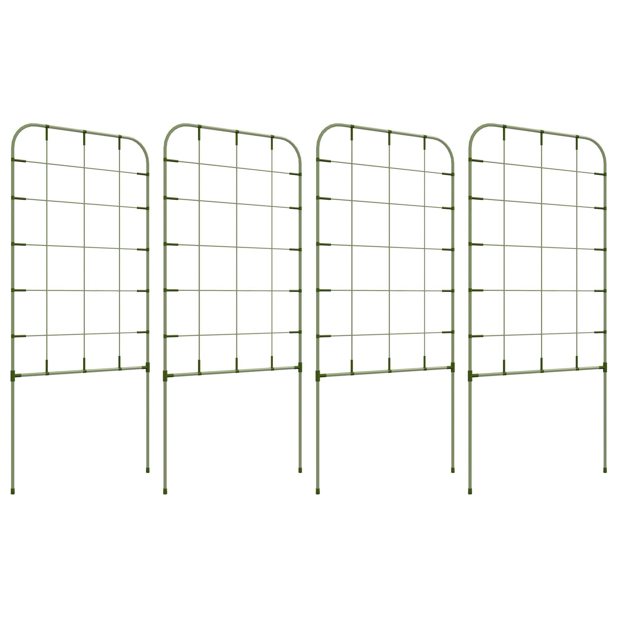 Outsunny Juego de 4 Enrejados de Jardín Soportes para Plantas Trepadoras con Marco de Acero para Frutas Verduras Flores 40x90 cm Verde