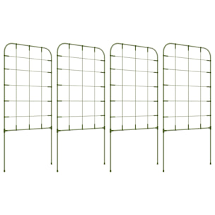 Outsunny Juego de 4 Enrejados de Jardín Soportes para Plantas Trepadoras con Marco de Acero para Frutas Verduras Flores 40x90 cm Verde