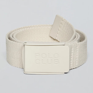 Cintura Brahim in tela beige con fibbia logo
