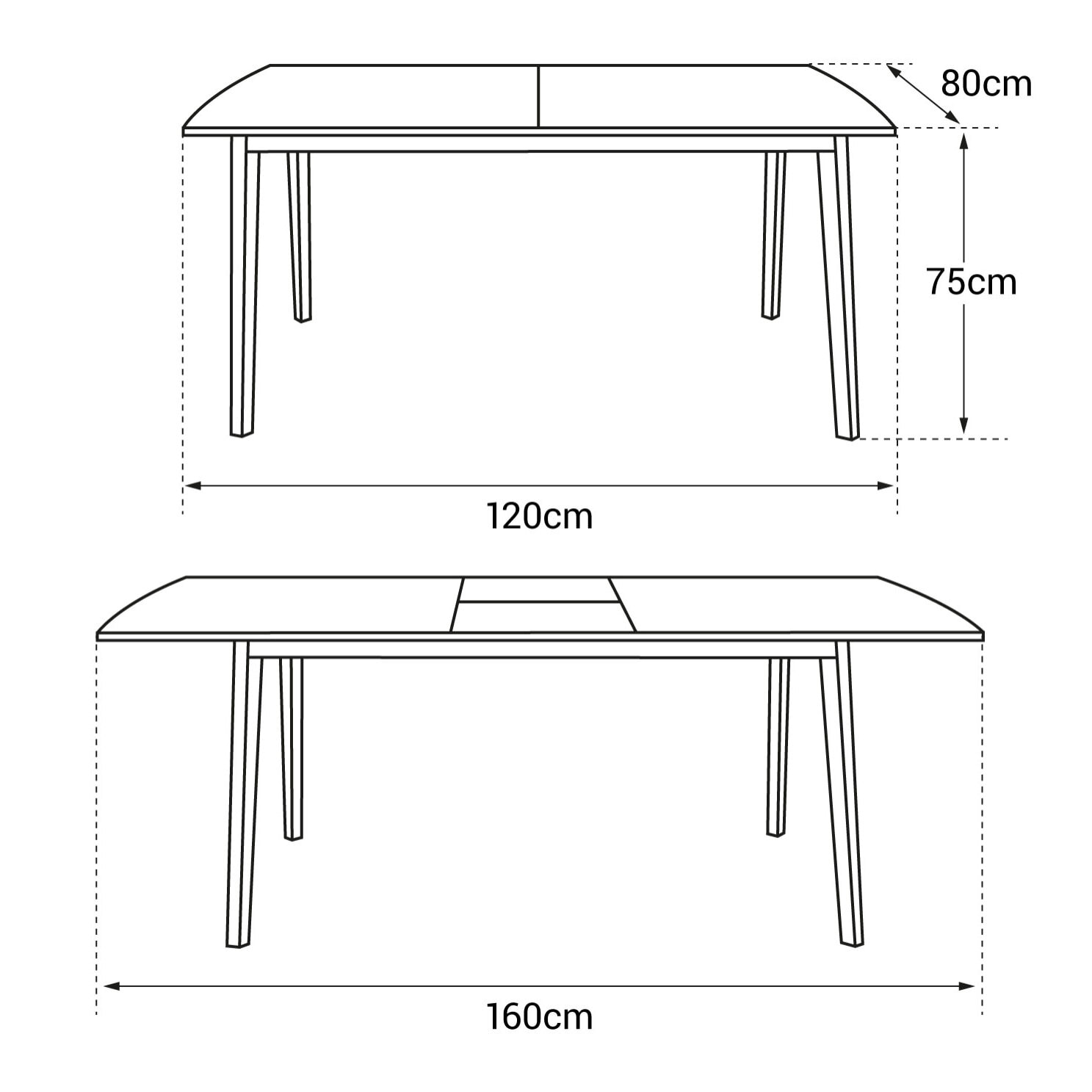 Table extensible HELGA 120 / 160cm noire