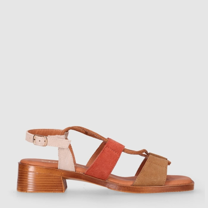 Sandalias de Serraje - Multicolor - Tacón: 4 cm