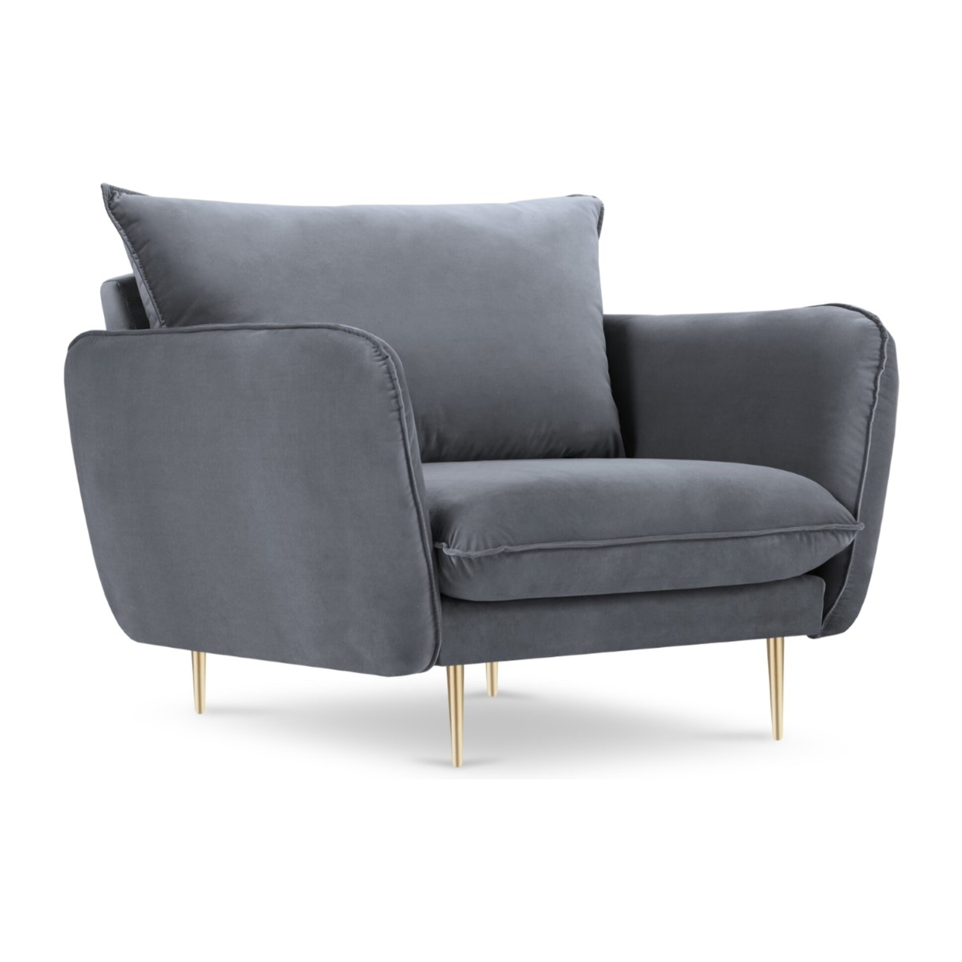 Fauteuil "Vienna" en velours bleu gris