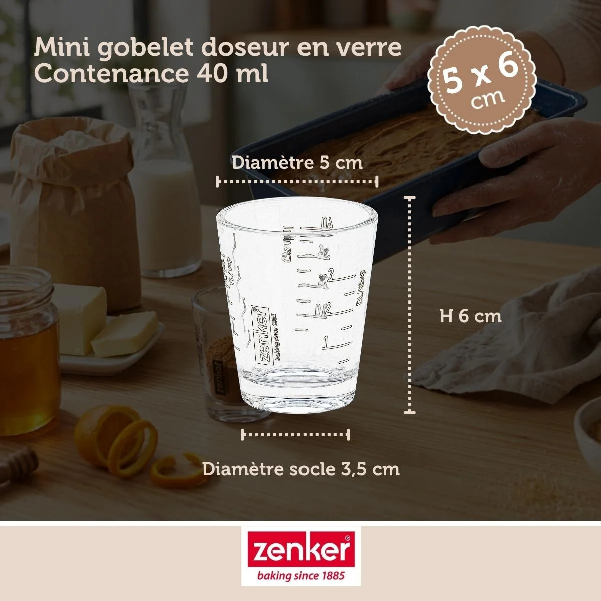Mini verre mesureur en verre 40 ml Zenker