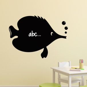 Sticker ardoise tableau noir - stickers muraux adhésif effaçable - CARICATURE POISSON