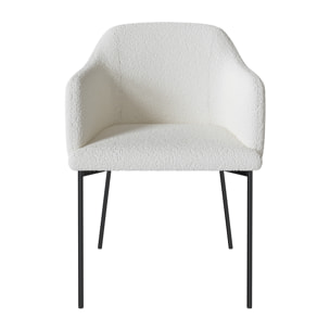 Fauteuil Glam en tissu blanc effet laine bouclette