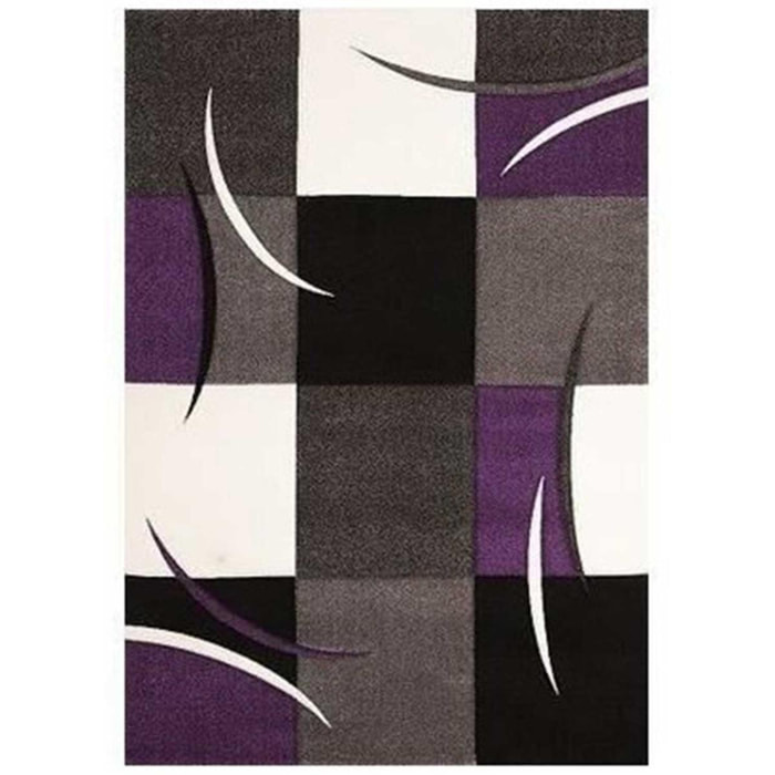 Tapis salon et chambre tissé motif damier TIHO