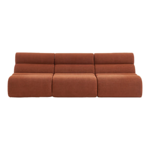Lot de 3 chauffeuses bouclette texturée terracotta 1 place - L 81 x P 99 x H 75cm - Nova