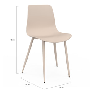 Chaises Nala mix de couleurs (beige, gris foncé et terracotta) et pieds métal - lot de 6