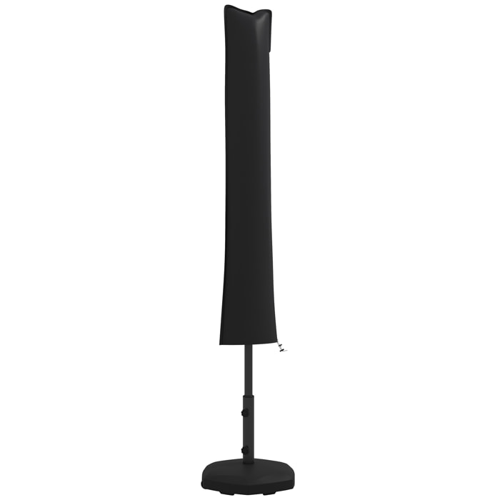 Housse de protection imperméable pour parasol droit avec fermeture éclair et cordon de serrage gris