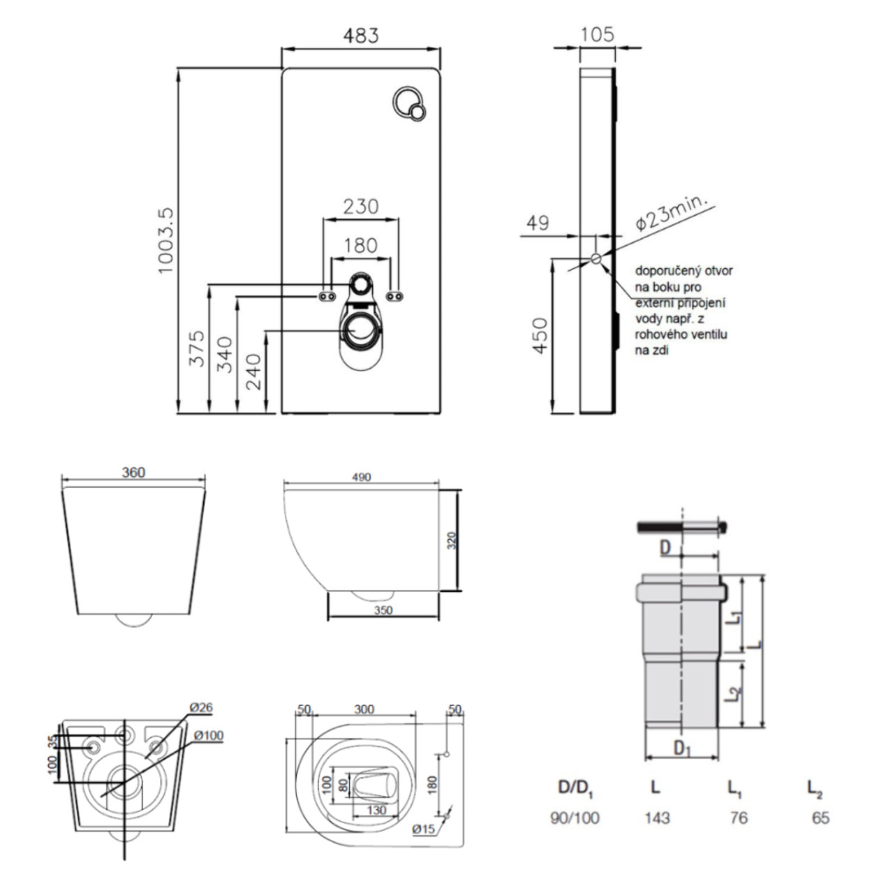 Glass pack WC bâti-support avec plaque de commande + WC suspendu Ceramia sans bride avec abattant SoftClose (STGLBCEPXWT01-FR)