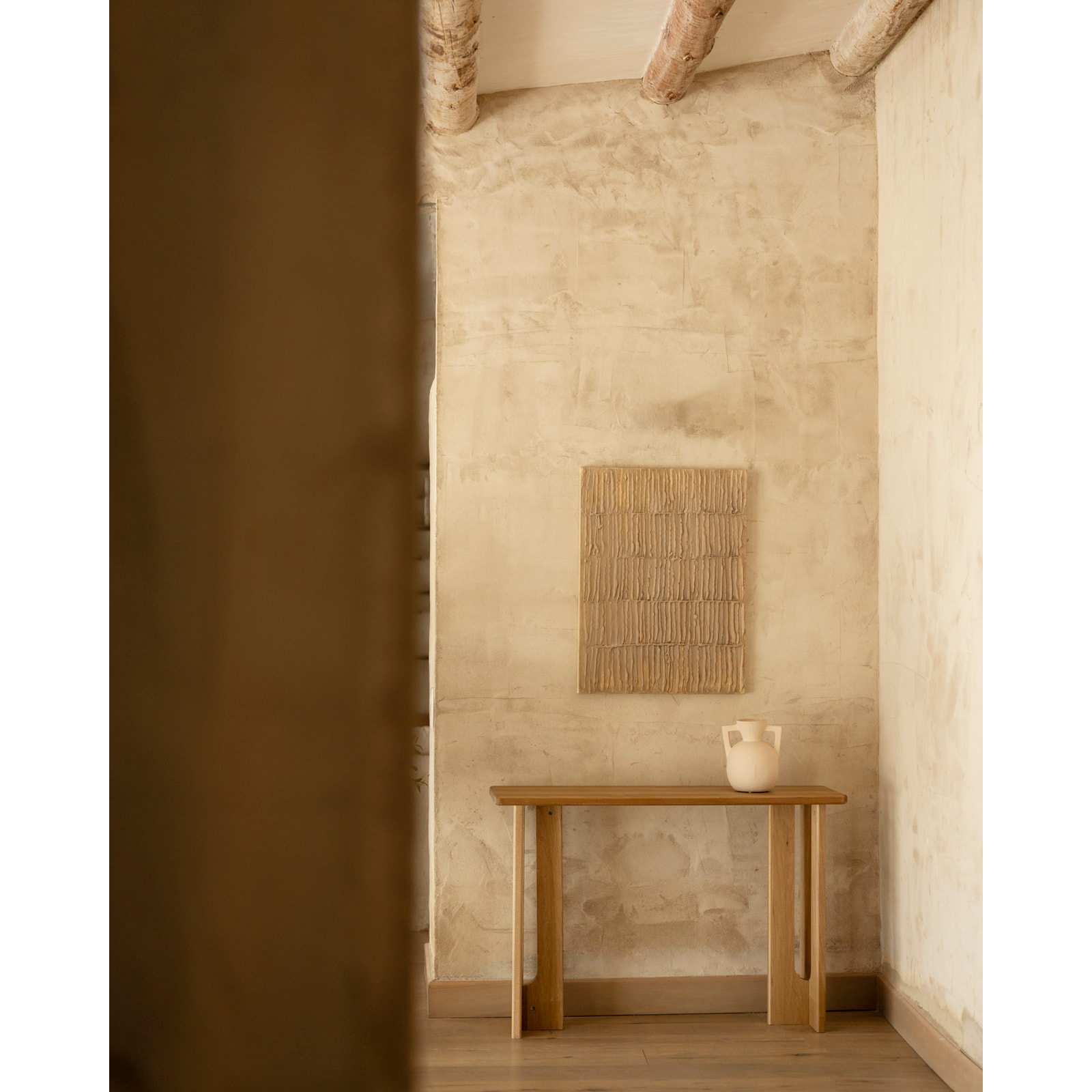 Consola de madera maciza de álamo en 120x33cm Alto: 80 Largo: 120 Ancho: 33