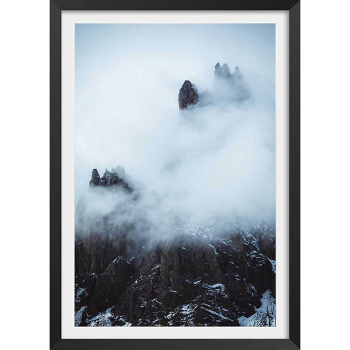 Affiche paysage tempête dans les alpes suisses Affiche + cadre en bois - Noir