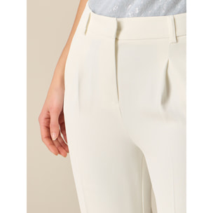 Oltre - Pantalones de tejido crepé con pinzas - Blanco