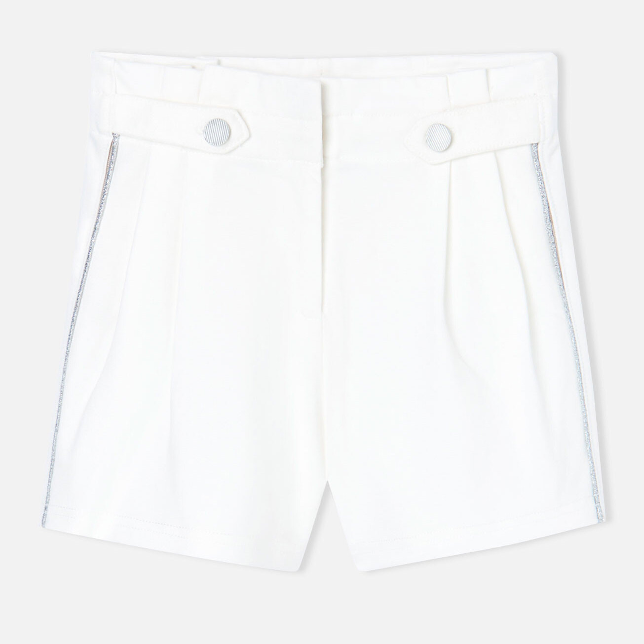 Bermudas para niña en algodón liso de color blanco-Pantalón