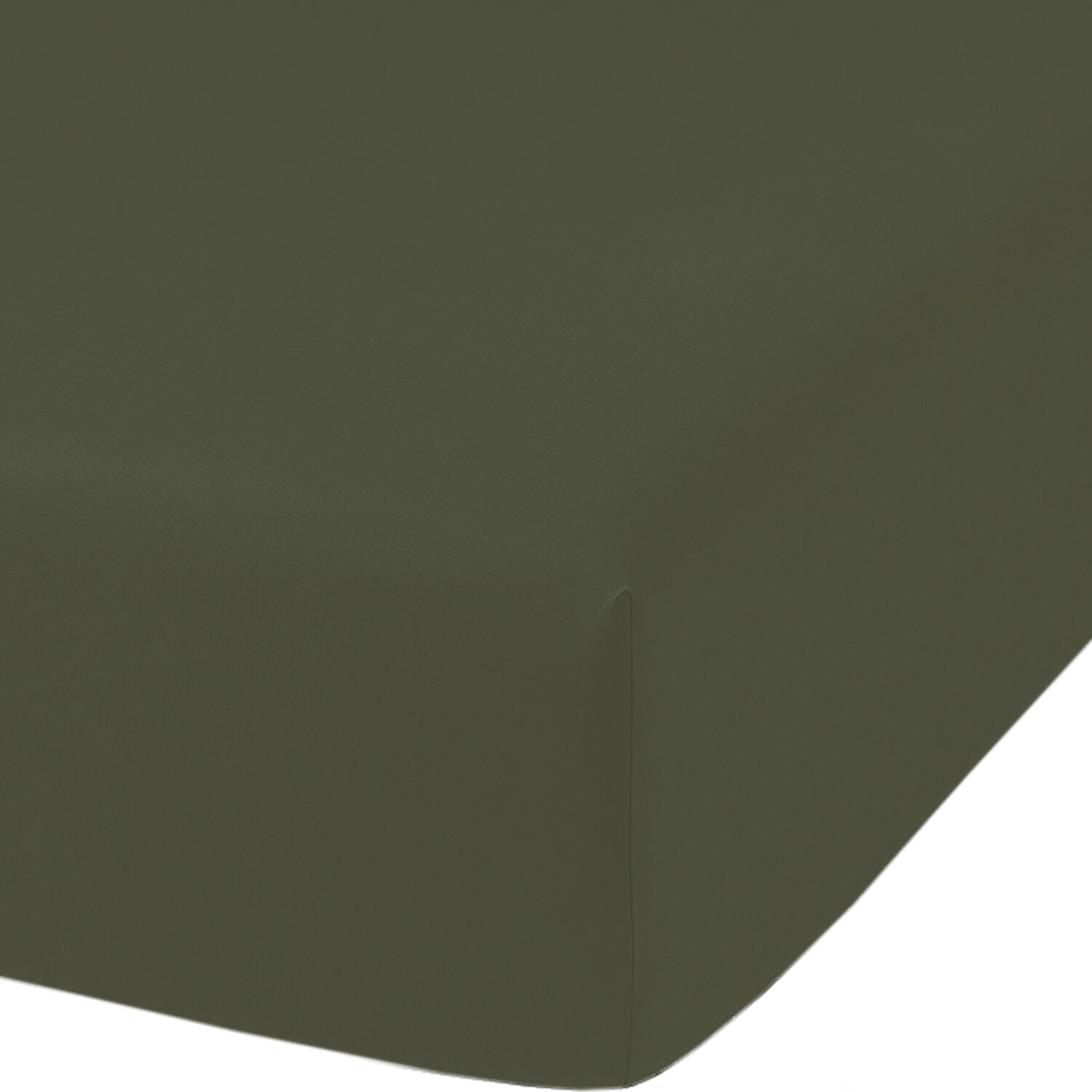 Drap housse 100% percale de coton uni - vert kaki