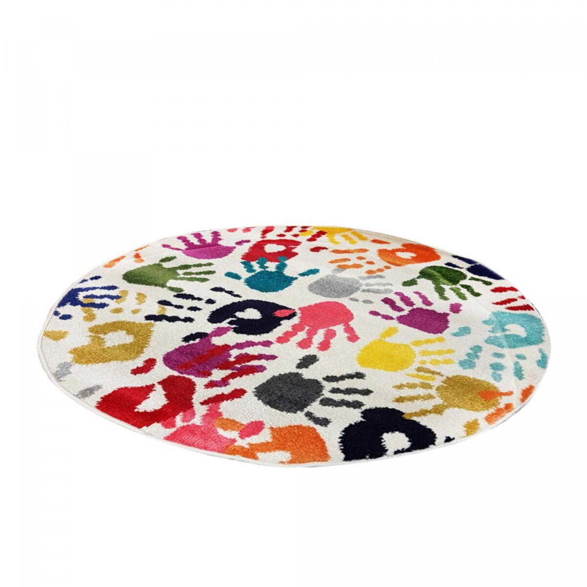 Tapis enfant Lafi motif mains multicolores, facile d'entretien