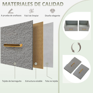 Cómoda con 8 Cajones Tapizado en Borreguito Cajonera de Tela con Estación de Carga Puerto USB Tipo-C y Estructura de Acero Cómoda para Dormitorio Pasillo Gris