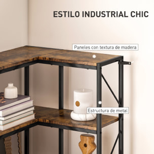 Estantería de Esquina de 7 Niveles, en Forma de L, Estantería Industrial, para Dormitorio, Salón, Estudio u Oficina, 60x60x198 cm, Marrón Rústico