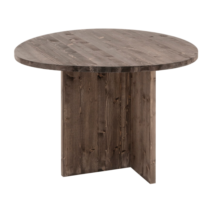 Mesa de comedor de madera maciza en tono nogal de 100cm Alto: 75 Largo: 101 Ancho: 99.8