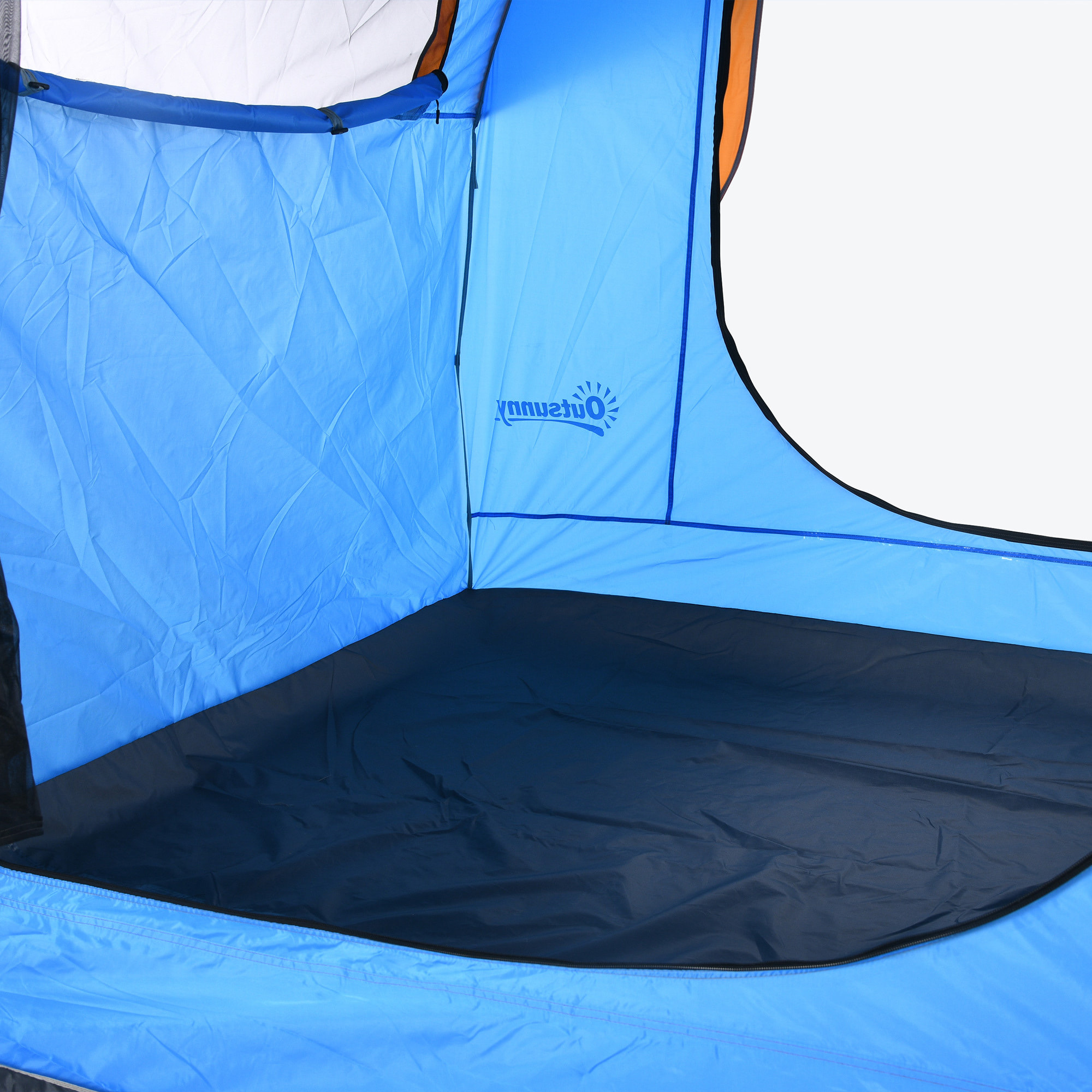 Tente arrière hayon véhicule 4 personnes - auvent pour voiture 3 portes et fenêtre en maille - bleu