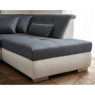 Vermont - canapé panoramique d'angle droit - 7 places - XXL - Blanc / Gris