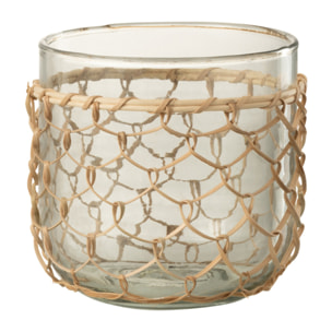 J-Line photophore Tricot - verre/rotin - transparent - medium