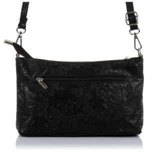 Martia Bolso bandolera Mujer.Piel auténtica Gamuza Grabado Arabesco