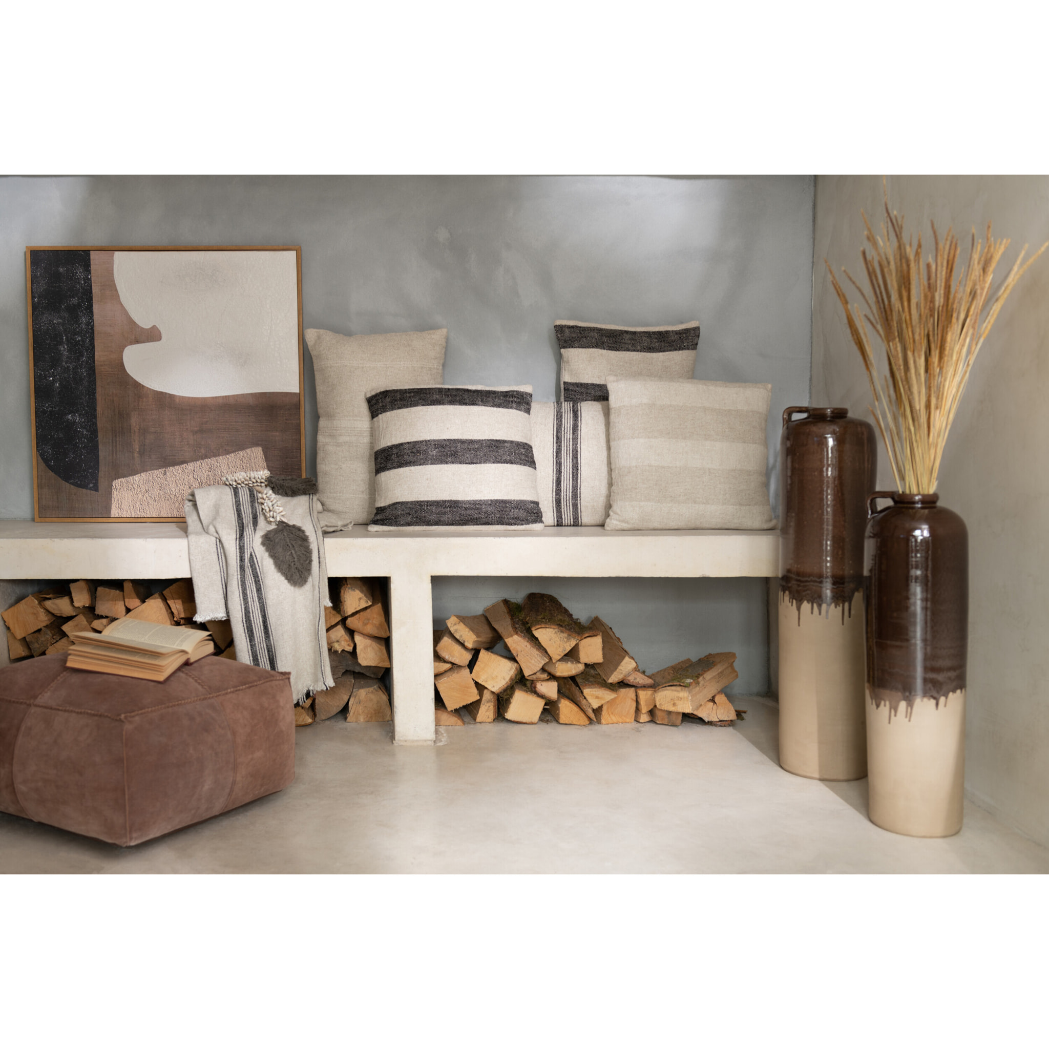 J-Line vase Poignée - céramique - beige/brun - medium - 68 cm de hauteur