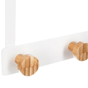 Patère 5 têtes métal et bambou blanc
