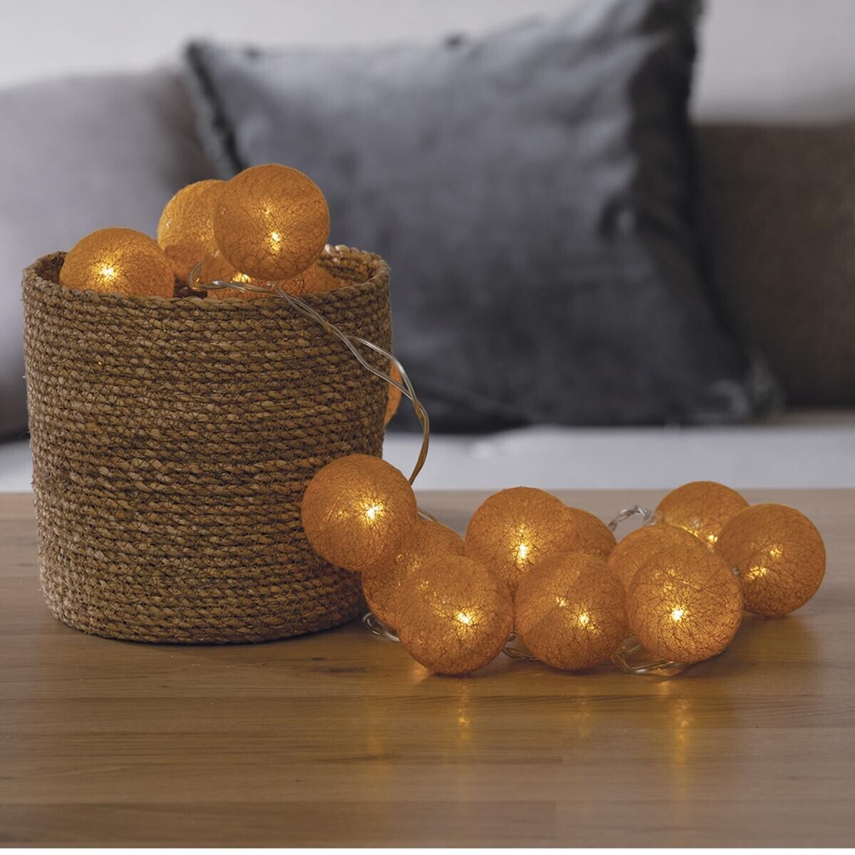 Guirlande LED 20 boules - jaune ocre L435 cm