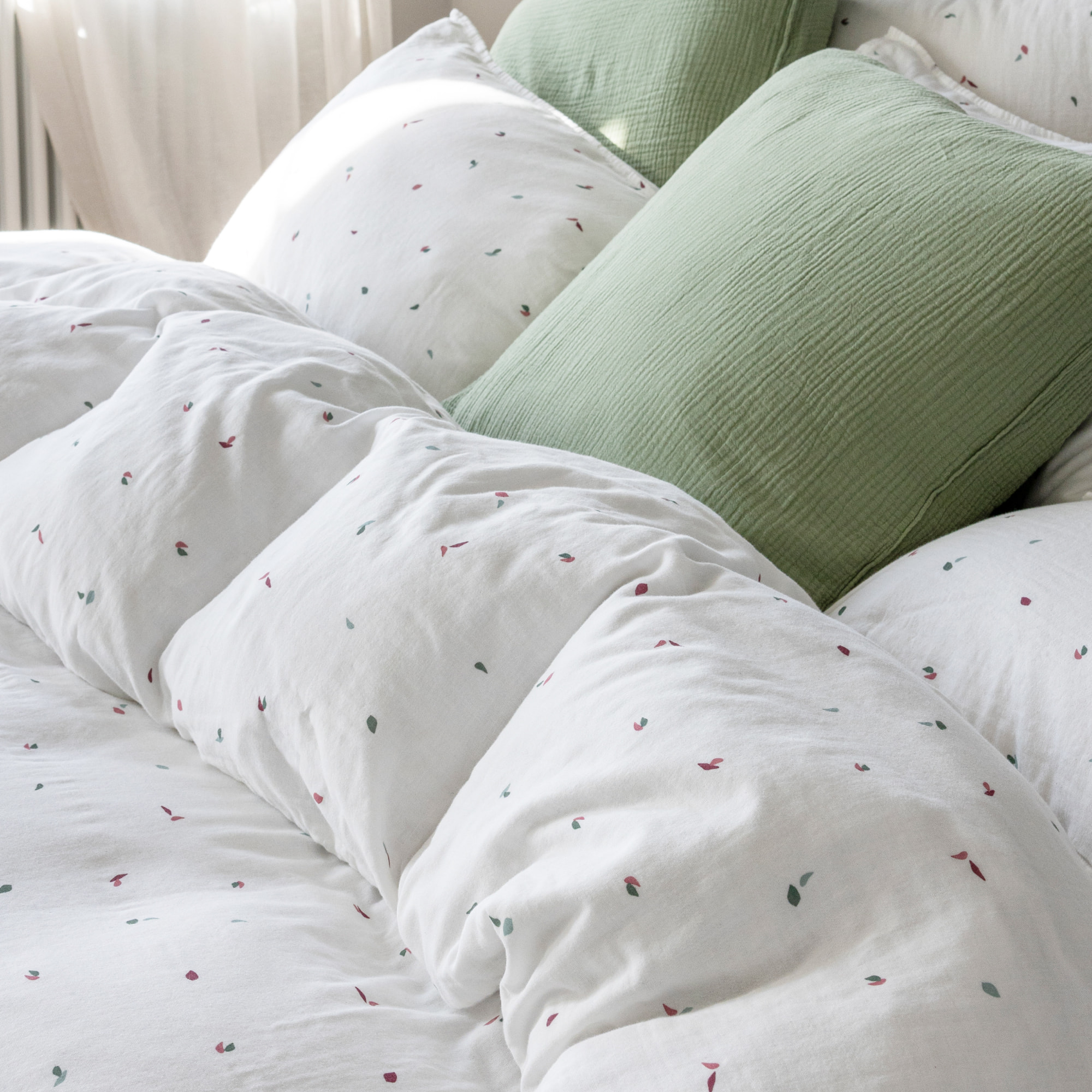 Housse de couette en gaze de coton, MILLE ET UNE FEUILLES
