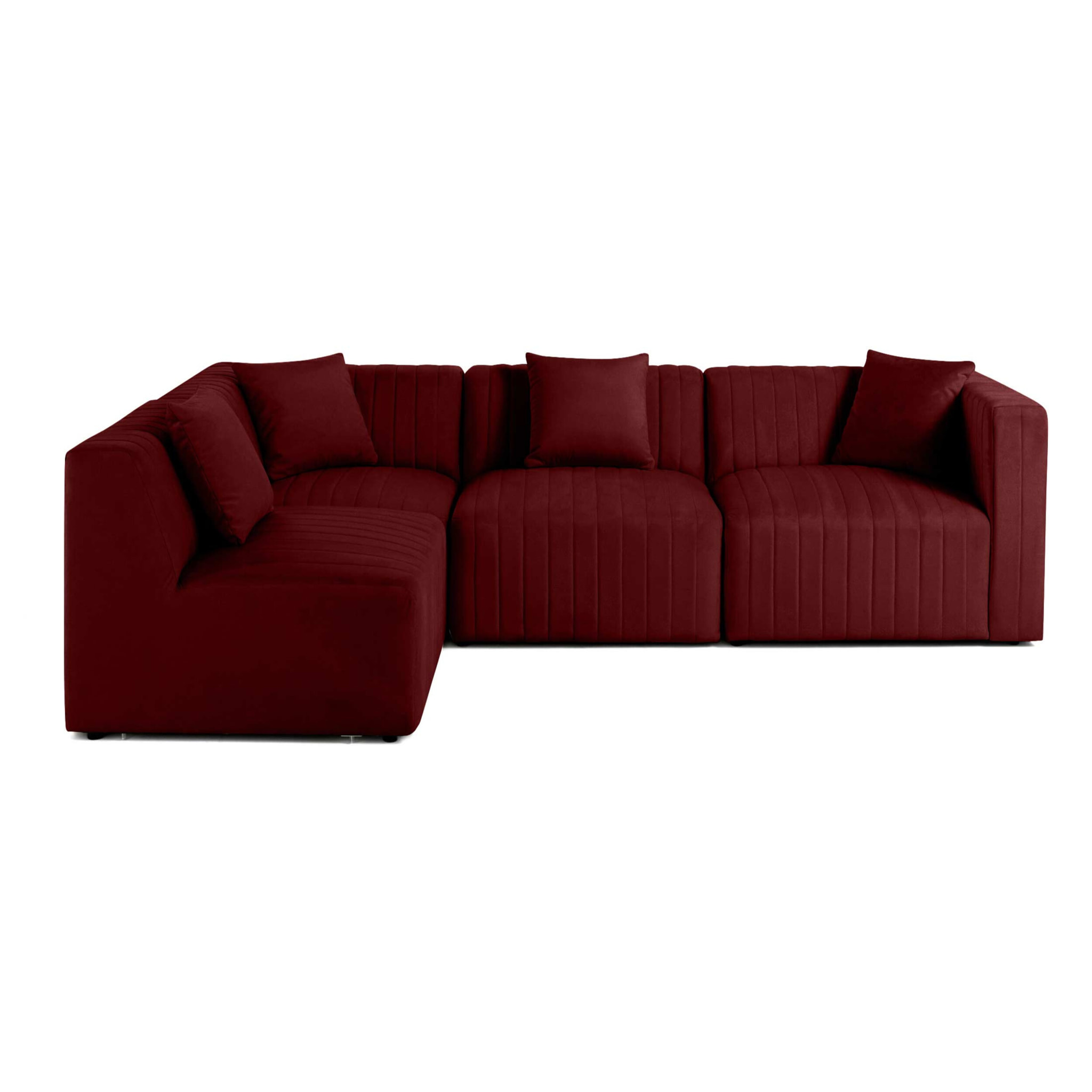 Nova - canapé modulable d'angle gauche - 5 places - en velours - Rouge