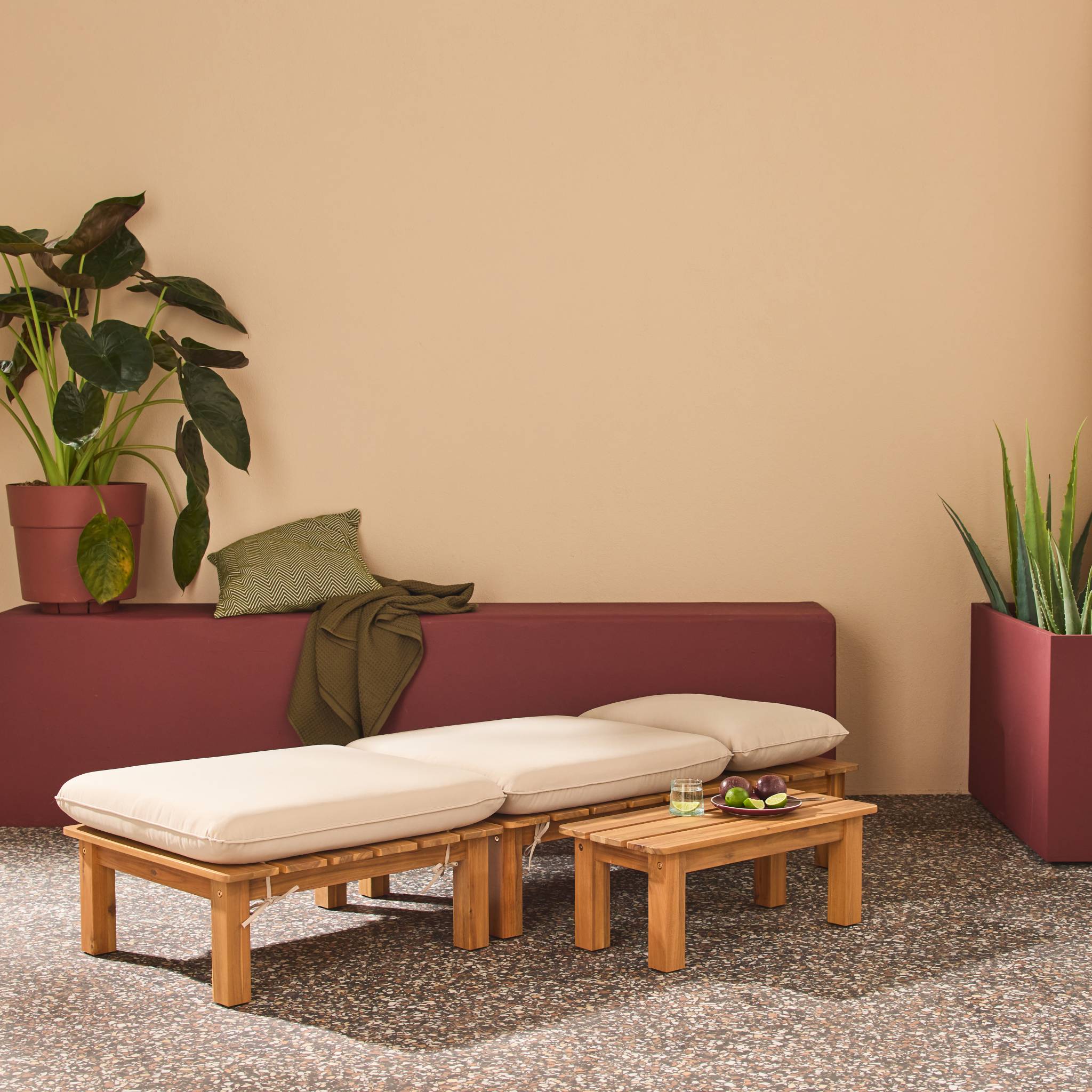 Salon de jardin modulable bois d'acacia multi positions 1 place MAE