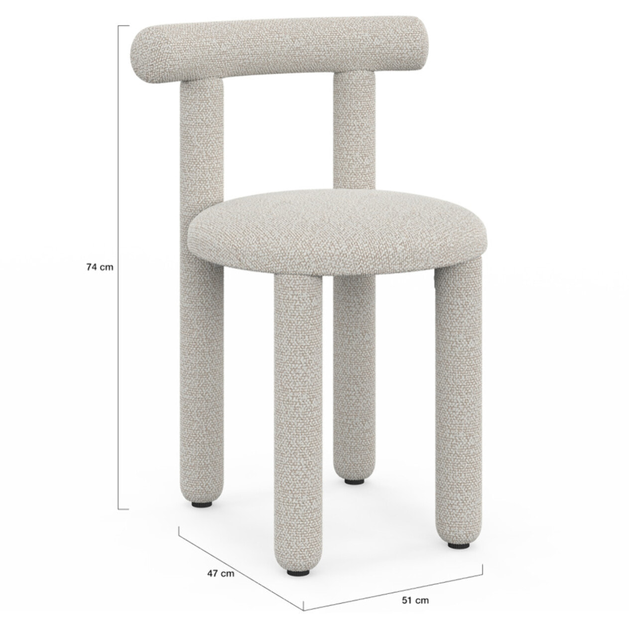 Chaises Rania tissu bouclette crème - lot de 2