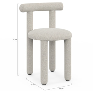Chaises Rania tissu bouclette crème - lot de 2