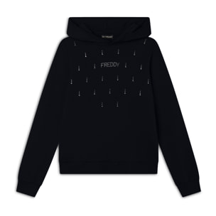 Felpa con Cappuccio decorata da Strass