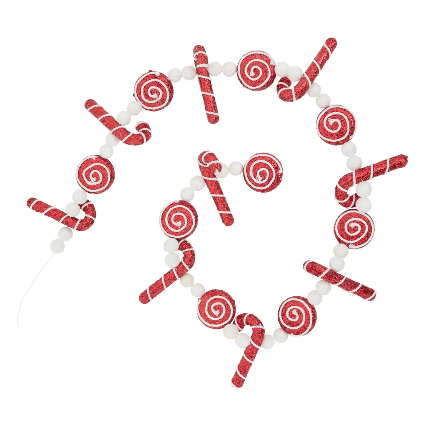 Guirlande polystyrène bonnet et sucre d'orge l.1,8m rouge