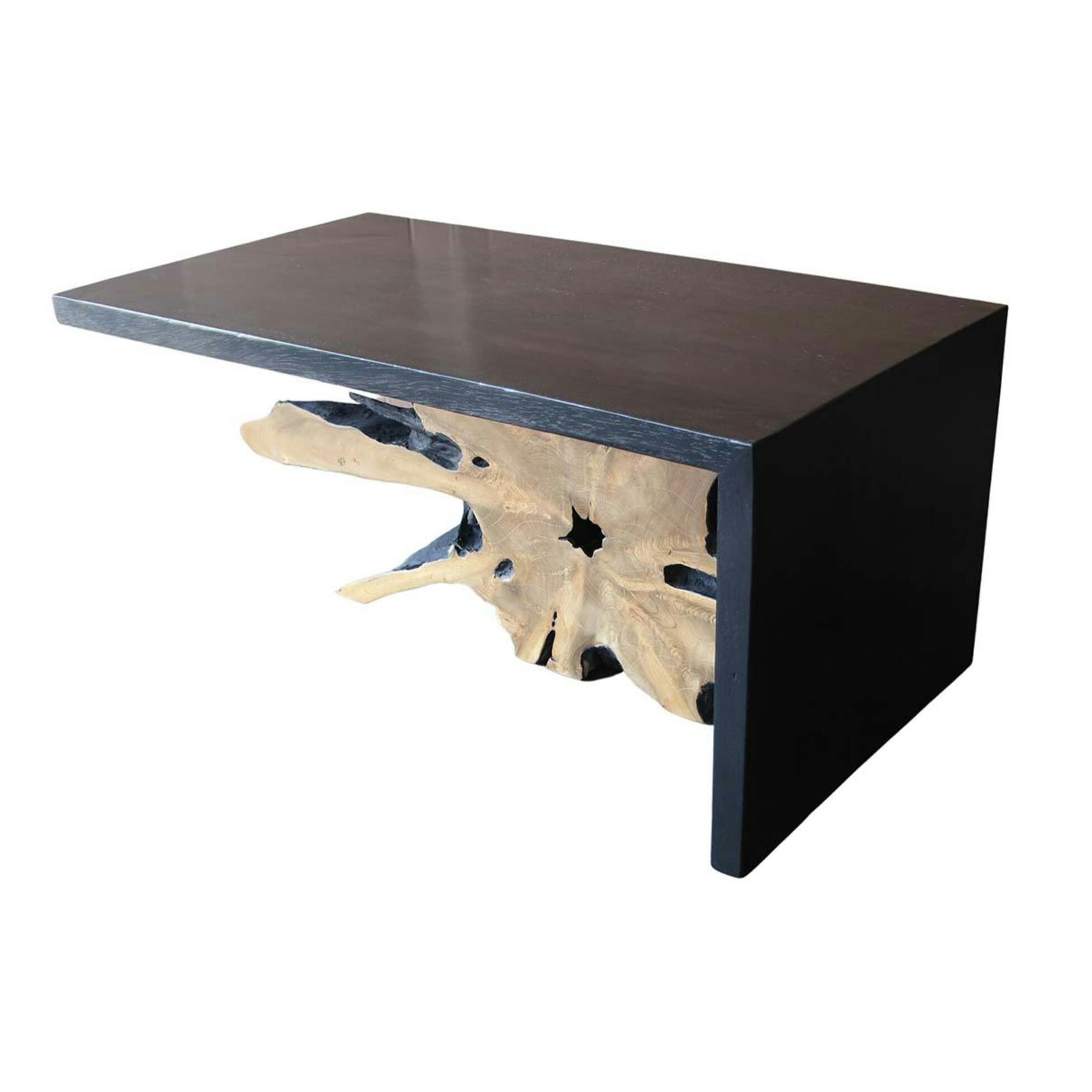 Table basse racine de teck contour bois noir ARIZONA