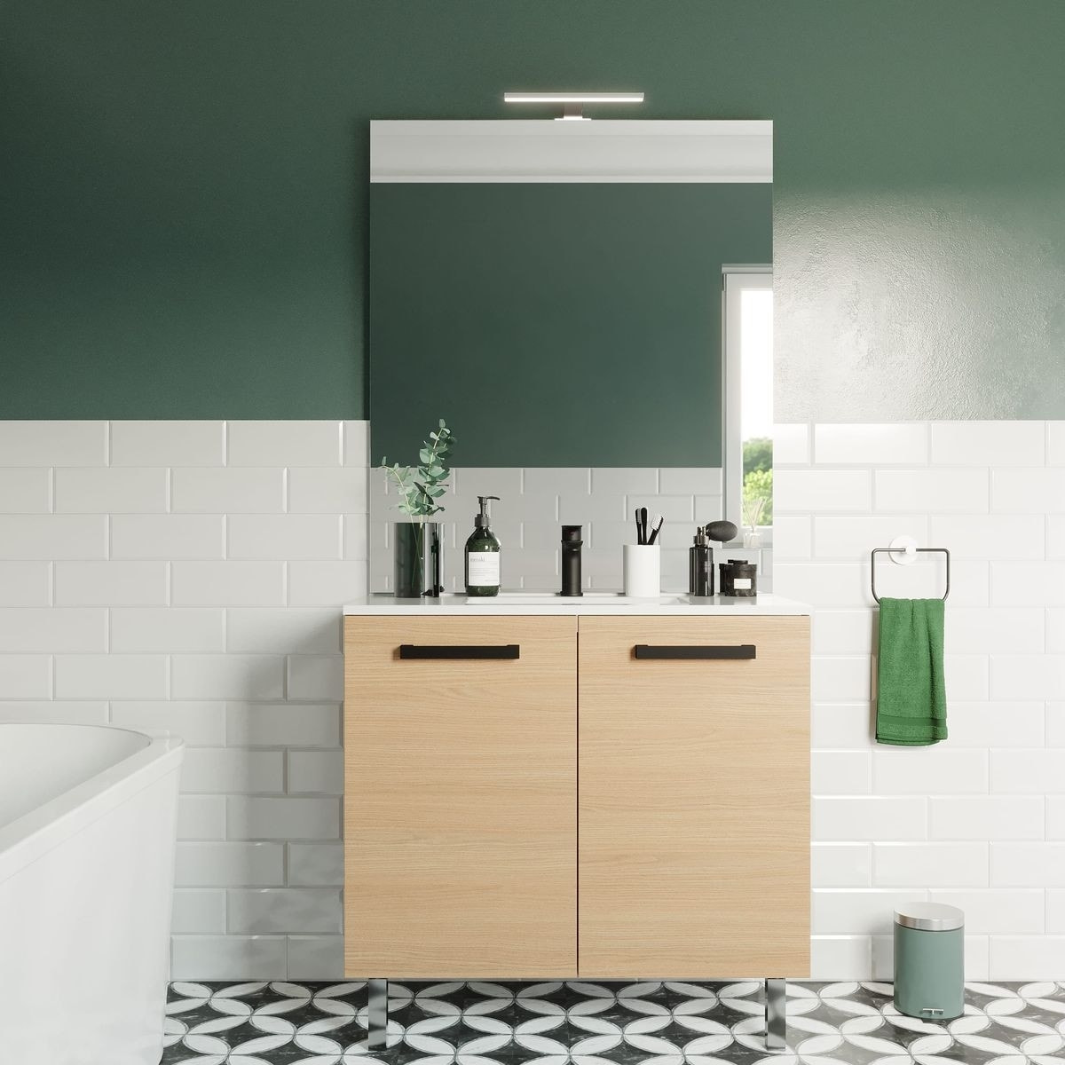 Meuble salle de bain vasque intégrée 2 portes - CHELSEA