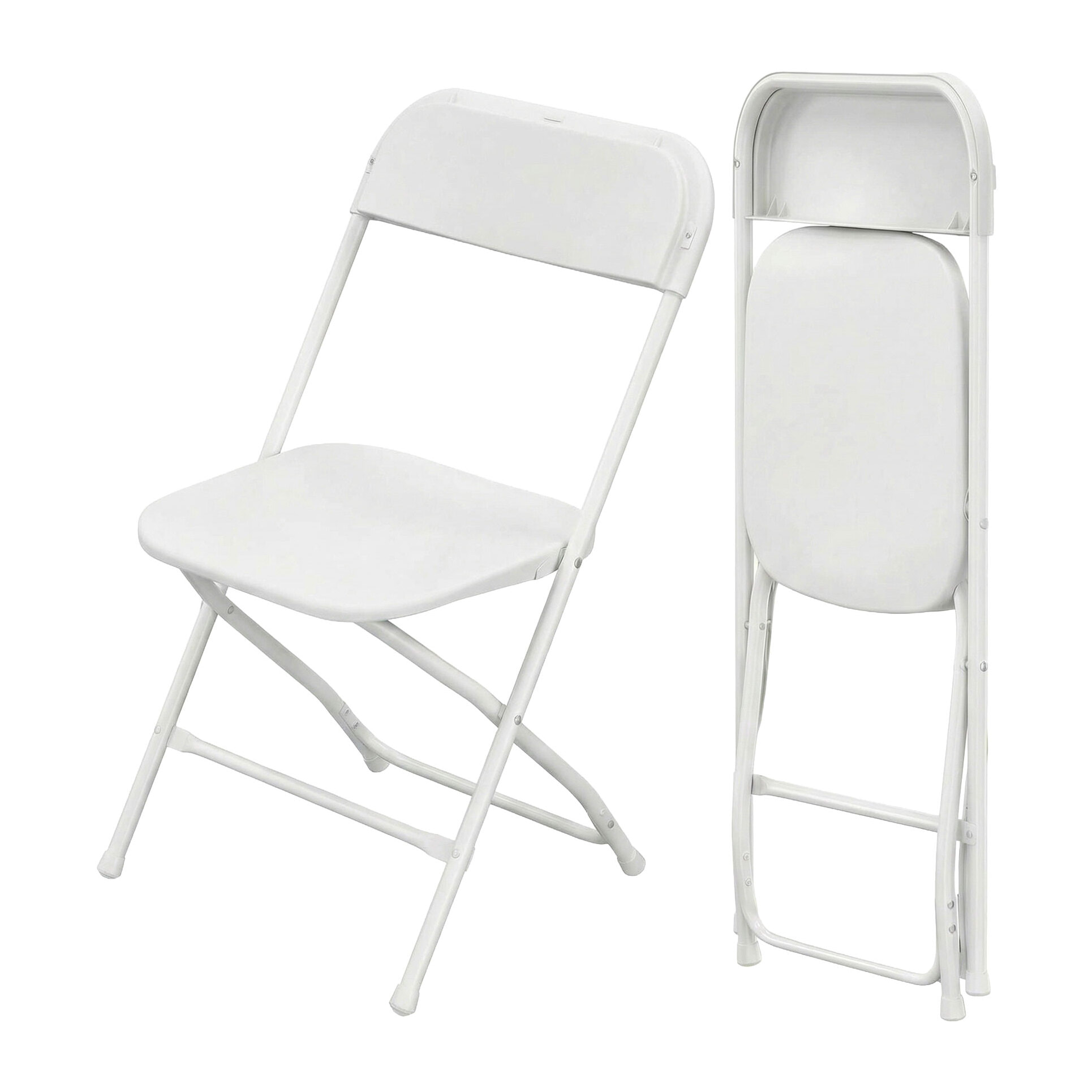 Purity - 	Set da 4 sedie pieghevoli 45x80x43 cm da campeggio salotto cucina richiudibile in resina bianche