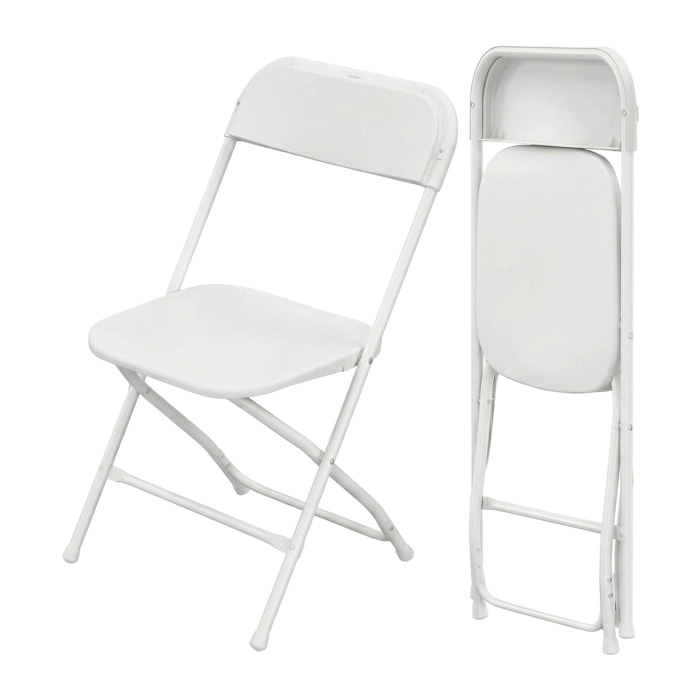 Purity - 	Set da 4 sedie pieghevoli 45x80x43 cm da campeggio salotto cucina richiudibile in resina bianche