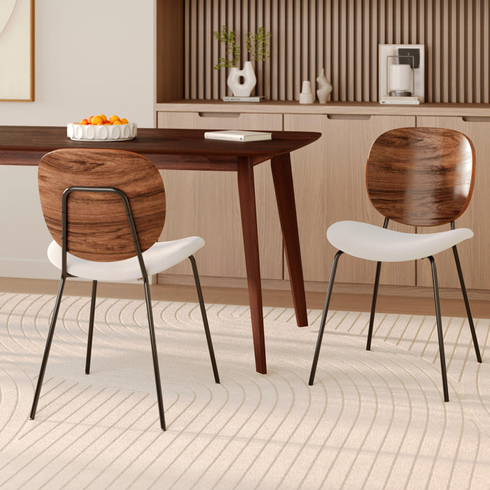 Lot de 2 chaises en tissu beige chiné et bois - Simone
