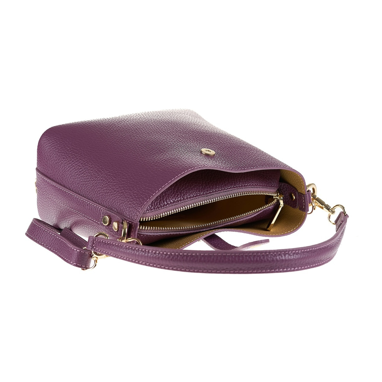 Borsa a spalla da donna Made in Italy - Modello Valeria Elite - 100% pelle - 22.0 x 19.5 x 10.5 cm