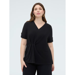Fiorella Rubino - T-shirt in jersey con drappeggio - Nero